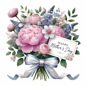 Happy Mother's day Clipart Bundle, Mother's day PNG Graphics, Mother's day sublimation, Mothers Day Flowers, Set of 15, mom card, Mom Gifts