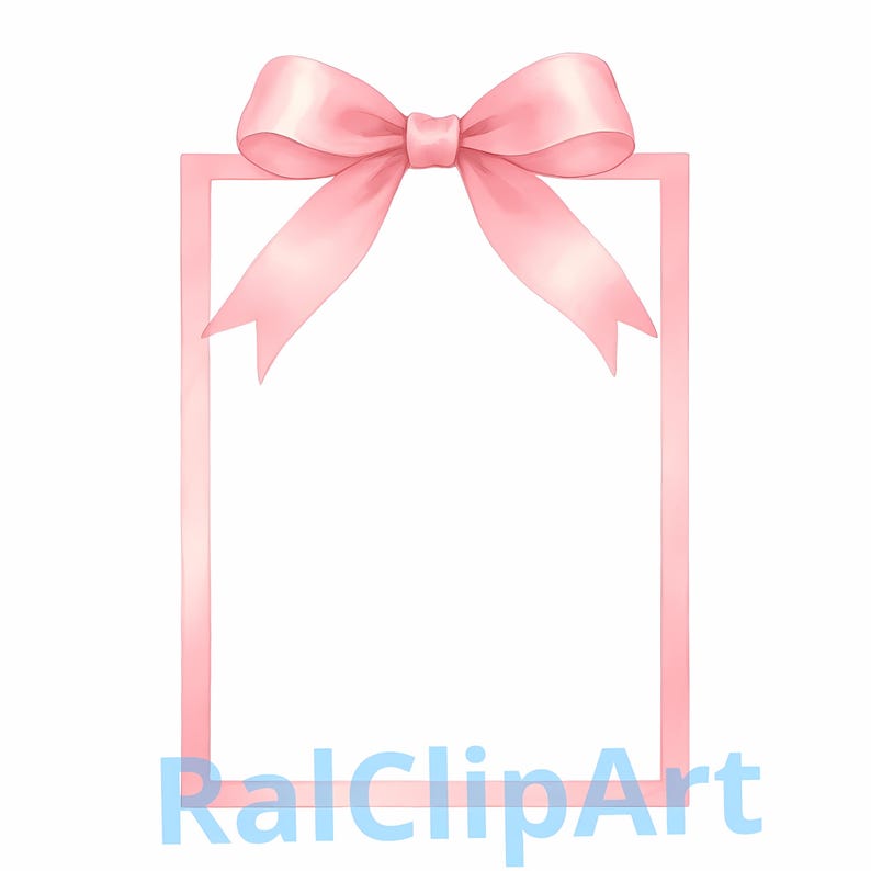 Pink Rictangular Ribbon Frame Bow Frames Bundle PNG, 18 Watercolor Pink Coquette Ribbons Clipart ...