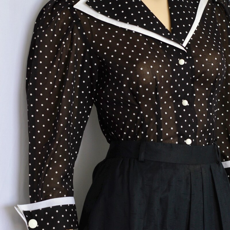 Polka Dots Vintage Sheer Top-Bust 38 to 40
