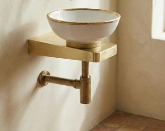 Handcrafted Wall Mount Sink Bracket: Small Space Vanity - TerraFez