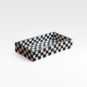 Handmade Checkered Ceramic Washbasin: Black and White Rectangular Vanity Sink