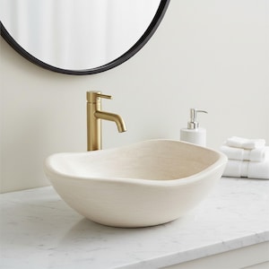 Handmade Lime Plaster Bathroom Sink: Oval Rustic Beige Tadelakt Washbasin - TerraFez