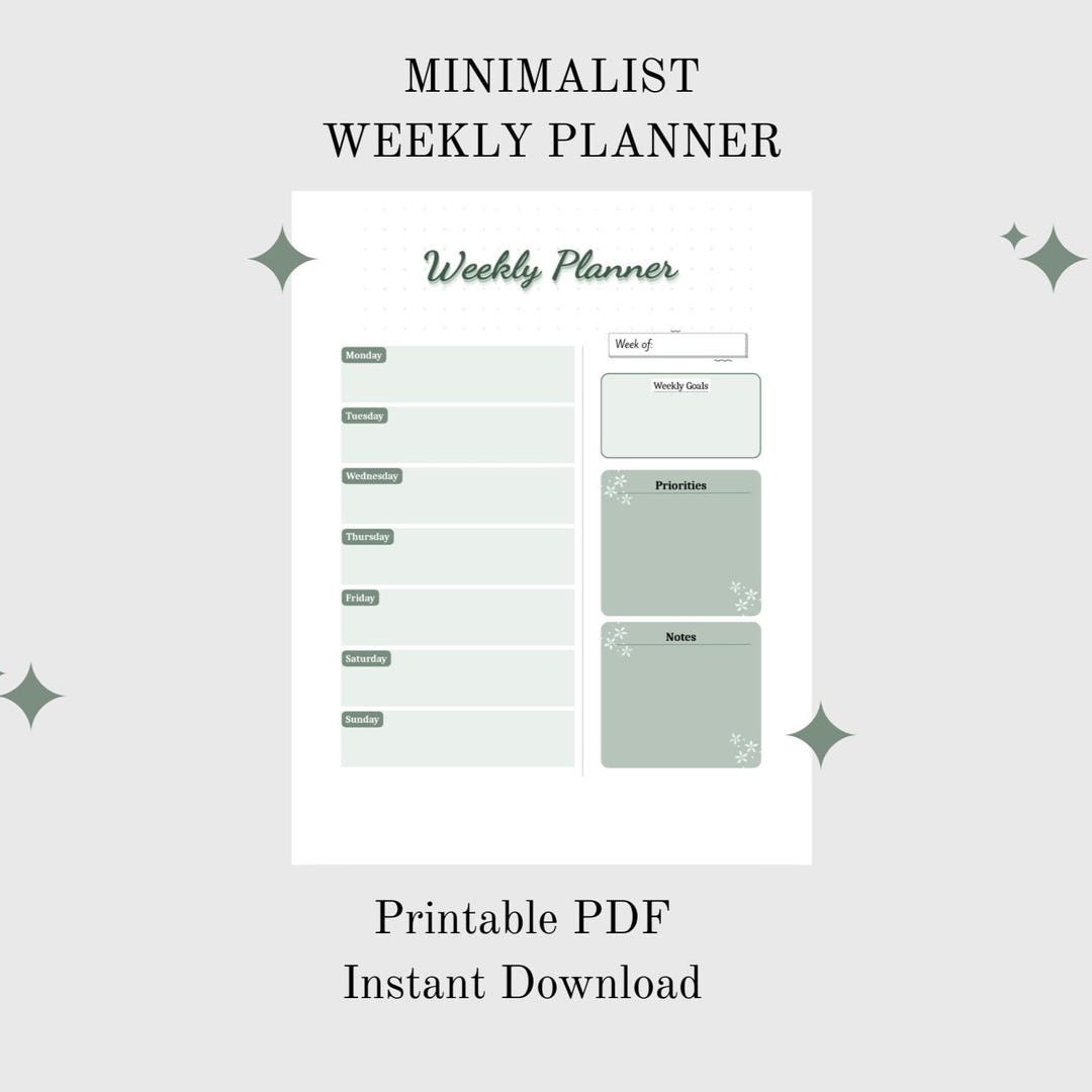 Minimalist Weekly Planner Printable | Schedule Template | Productivity ...