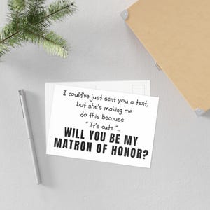 Einzigartige Matrone der Ehre Postkarten, lustige Hochzeitseinladungen, Brautjungfer fragen Karten, süßes Geschenk für beste Freunde