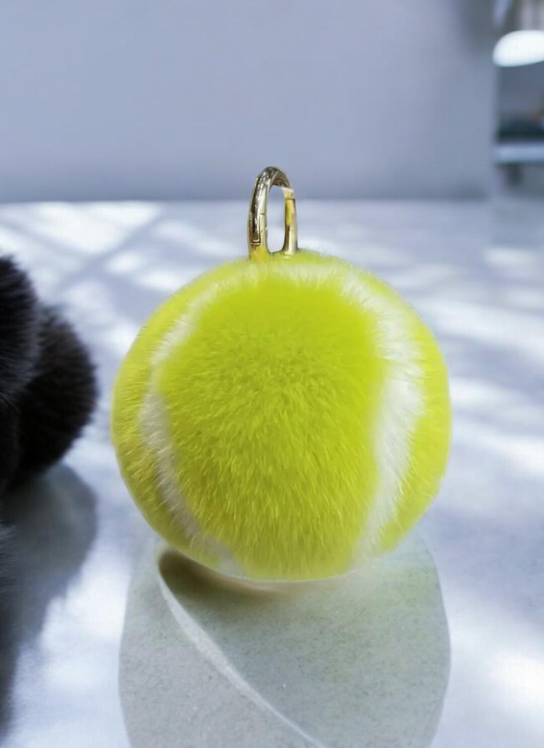 TrendAura Tennis Ball Keychain - Soft Fluffy Accessory for Keys and Bags, Great Gift main image 0