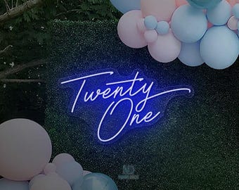 Insegna al neon per il 21° compleanno, luce al neon a LED "Twenty One", decorazioni per feste di compleanno, sfondo per photo booth, insegna al neon personalizzata, regalo per il 21° compleanno