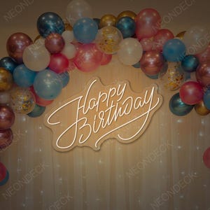 Happy Birthday Neon Sign: LED Party Backdrop Decor