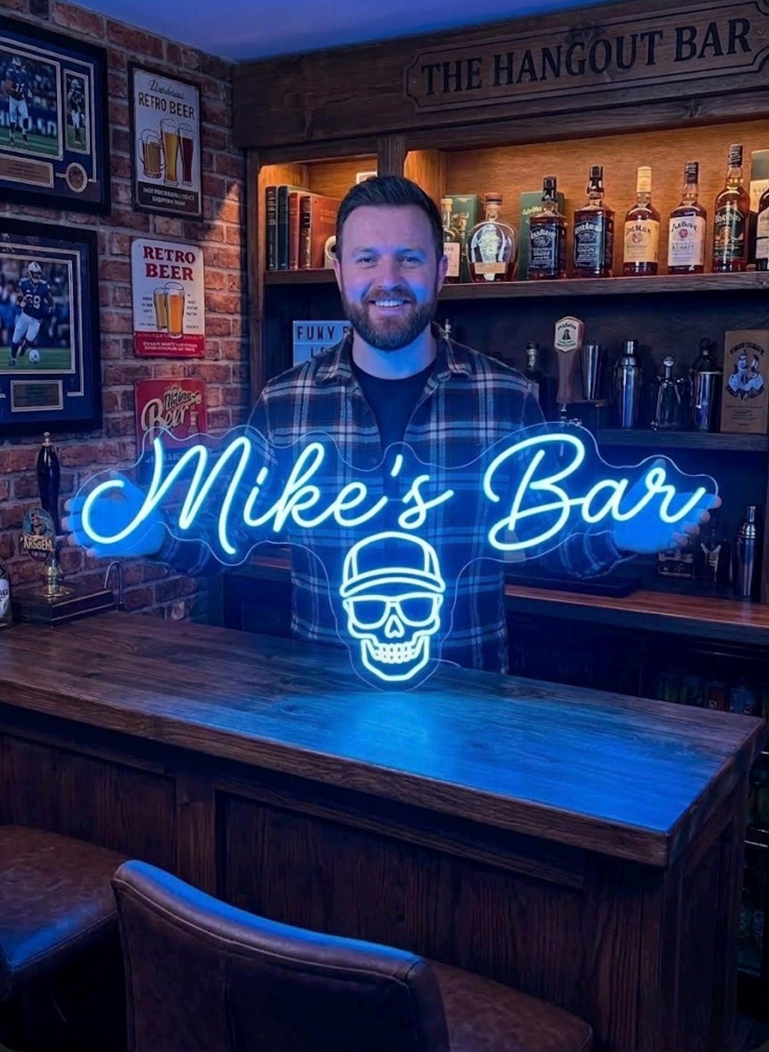 Man Cave Neon Sign LED Light – Custom Name Bar Garage Wall Decor ...