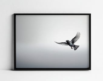 Black and White Bird Photography Print, Nature Wall Art (Digital Download)