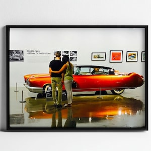 Couple At Car Museum. Digital Download Art, Horizontal Printable Wall Art, Home Wall Decor, Living Room Wall Art, Automotive Photo, Cars