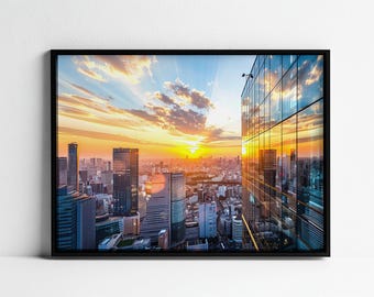 Sunset Cityscape Horizontal Art Print (Digital Download)