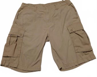 Shorts cargo masculino VTG Nautica tamanho 33/33 cáqui Índia W36