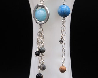 Ice giant planets and moons sterling silver gemstone earrings