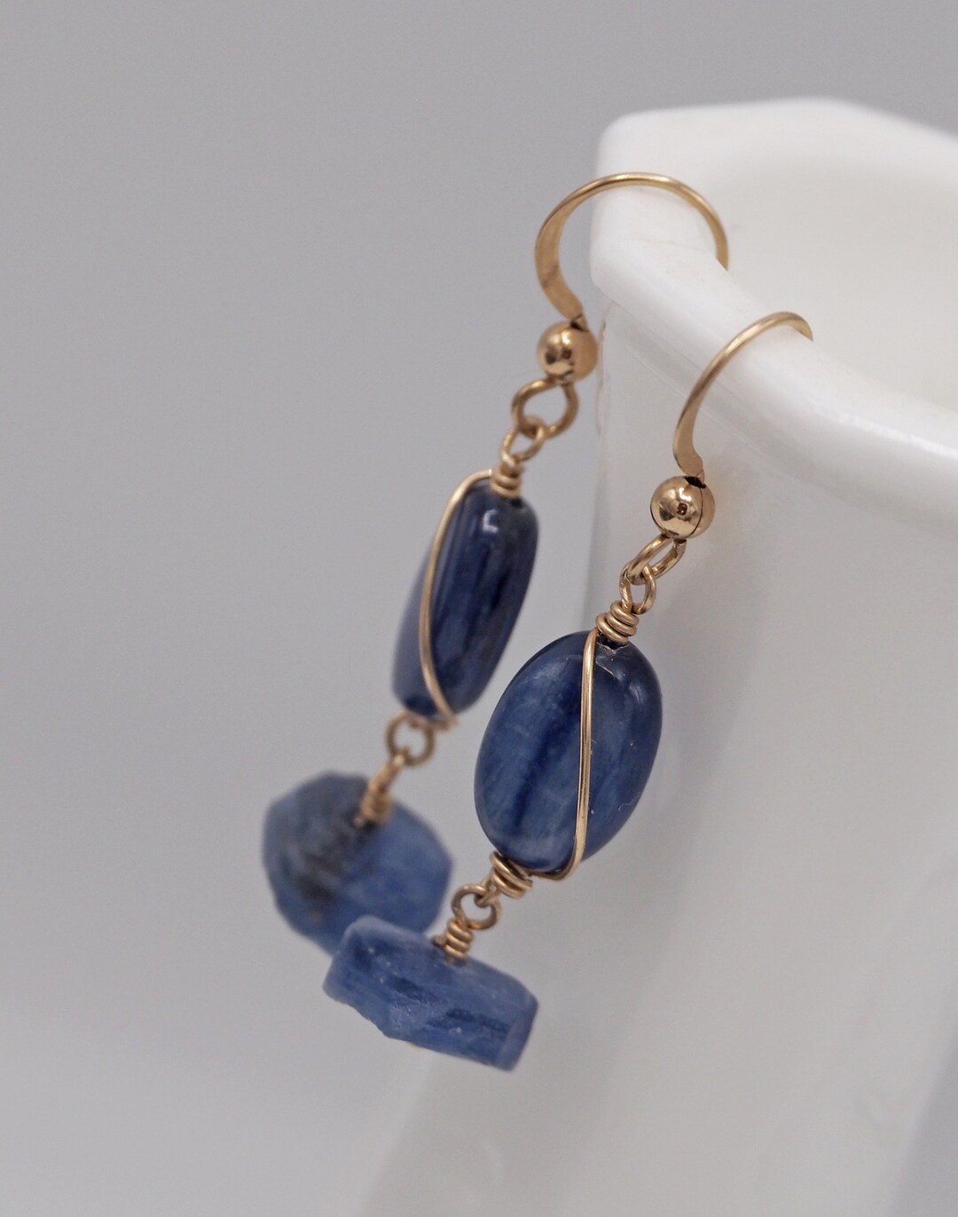 ピアス Spiral Galaxy Earrings Spiral Galaxy Earrings, With Blue Kyanite and Gold-fill - Etsy