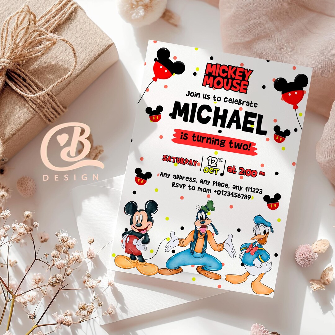 Mickey Mouse Birthday Invitation: Gang 5x7 Canva Template (digital) - Etsy