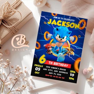 Sonic Editable Birthday Invitation | Hedgehog Party Invitation Template Printable | For Boy and Girl invitation | Invite Instant Download