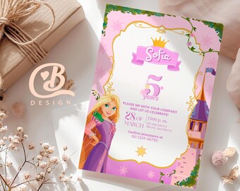 Editable Rapunzel Birthday Invitation, Princess Castle (Digital File)