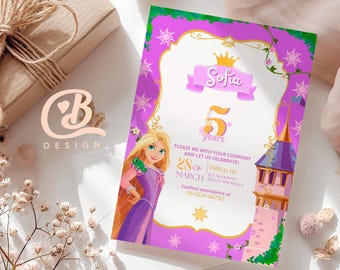 Editable Rapunzel Birthday Invitation, Princess Castle Design (Digital)