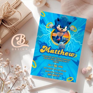 Sonic Editable Birthday Invitation | Hedgehog Party Invitation Template Printable | For Boy and Girl invitation | Invite Instant Download