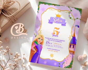 Rapunzel Birthday Invitation, Princess Party (Digital File)