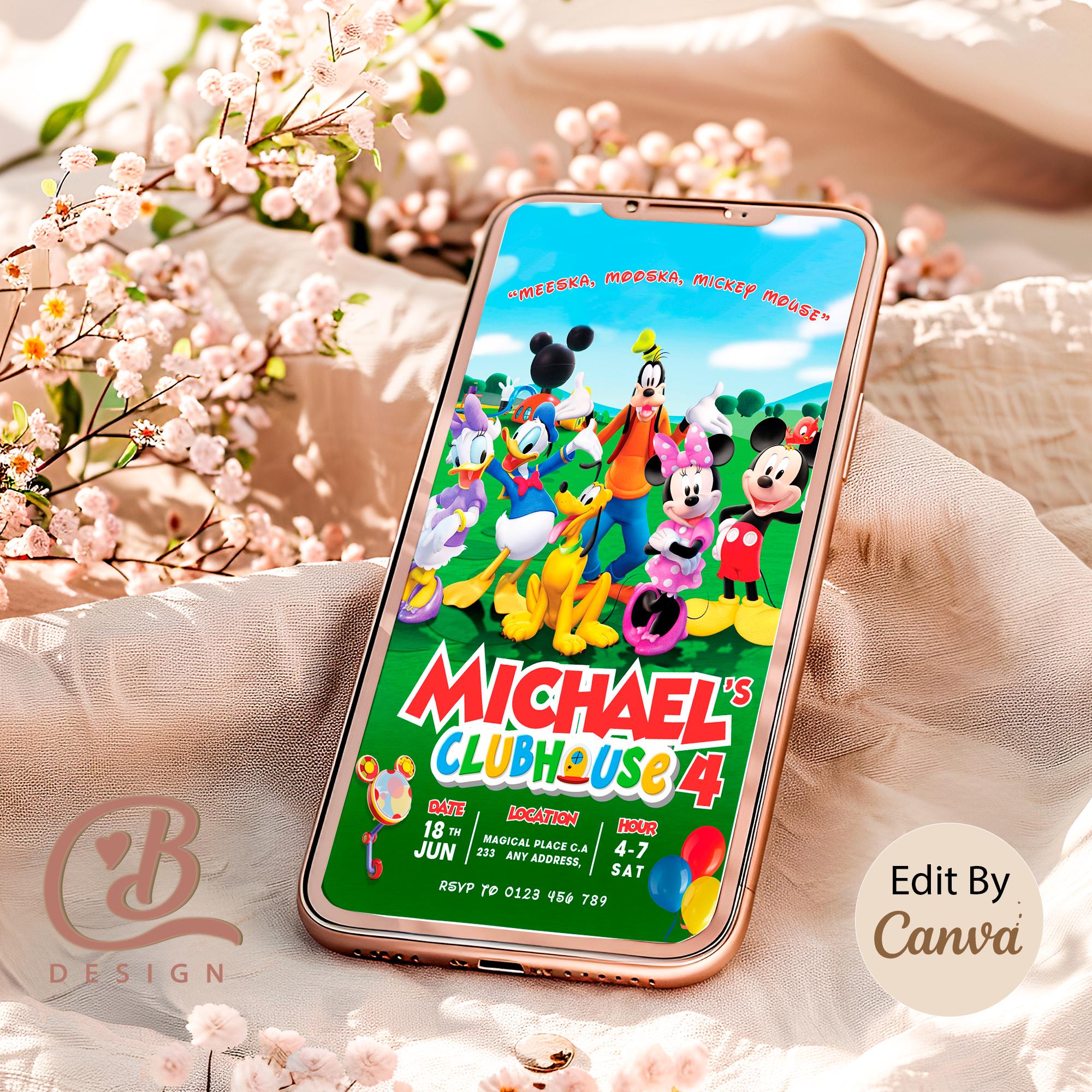 Mickey Mouse Birthday Invitation – Canva Template (digital Download) - Etsy