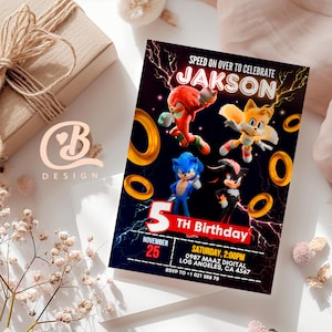 Sonic Birthday Invitation: Editable Canva Template (Digital Download 5x7 in & Mobile Invite)