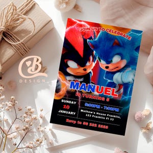 Sonic Birthday Invitation: Editable Canva Template (Digital Download 5x7 in & Mobile Invite)
