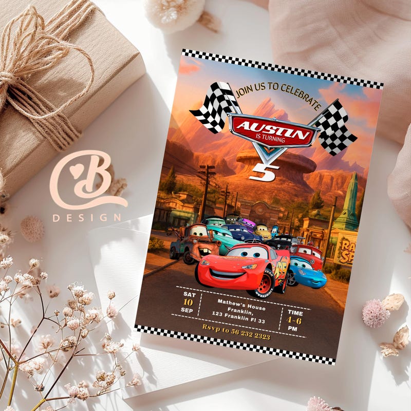 Invitation rayo mcqueen - Etsy México