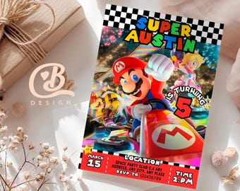 Mario Kart Birthday Invitation, Kids Party Theme (Digital)