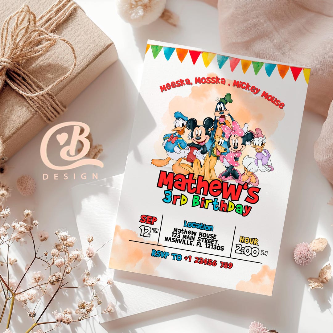 Mickey Mouse Birthday Invitation: Gang 5x7 Canva Template (digital) - Etsy