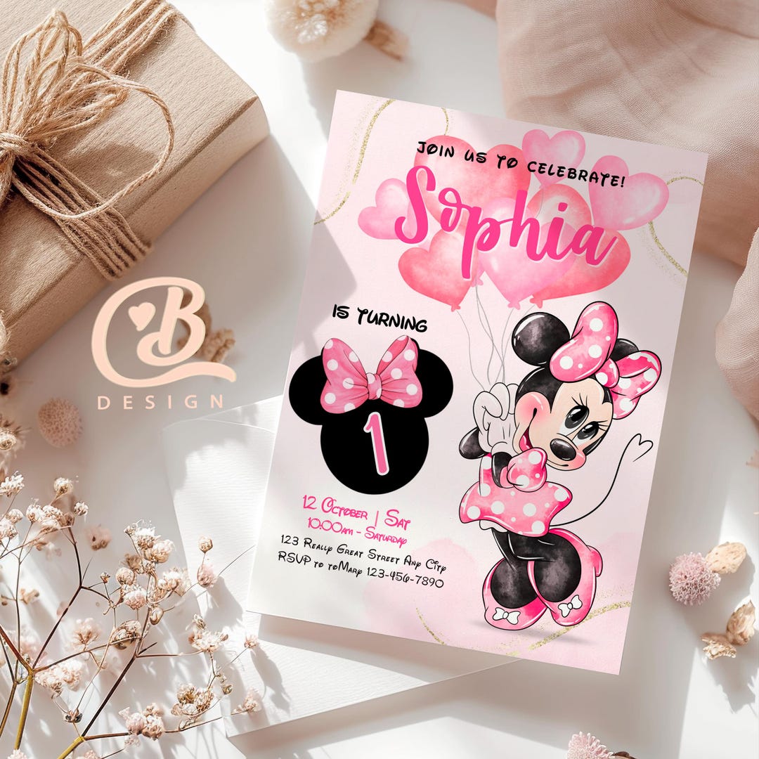 Minnie Mouse Birthday Invitation: Pink Polka Dot Design (digital 5x7 ...