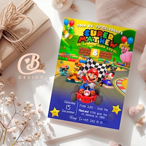 Super Mario Kart Birthday Invitation | Editable & Printable Template | Mario Bros Theme Party Invite | Instant Download - Canva 5x7/Mobile