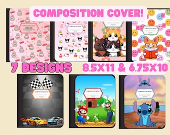 Modèle de couverture de cahier de composition de nom modifiable | Design Canvas (téléchargement numérique)