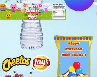 DIGITAL FILE | Clown/ Plim plim Water Bottle Labels | Printable Labels | Birthday Party | chip bag |  cupcaketoppers