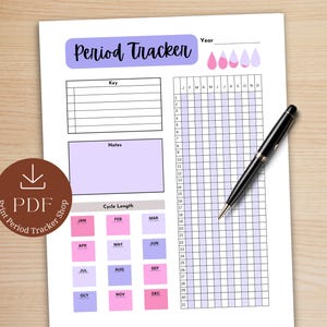 Printable Period Tracker, Cycle Tracker, Menstrual Tracker, Fertility Tracker, Menstrual Cycle App, Period Tracker App, Ovulation Tracker