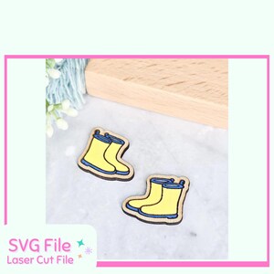 Rain Boots Earrings SVG, Galoshes Jewelry Laser Cut File, Rubber Boot Earrings Digital Download, Weather-Themed DIY Jewelry