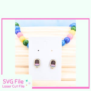 Popsicle Earrings SVG File, Summer Laser Cut Earring Design, Cute Food Earrings Digital Download, Ice Cream Stud Earring SVG, Glowforge File