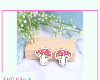 Mushroom Earrings SVG, Laser Cut File for DIY Earrings, Digital Download, Fall Jewelry Design, Laser Cutting File for Earrings, Mushroom SVG