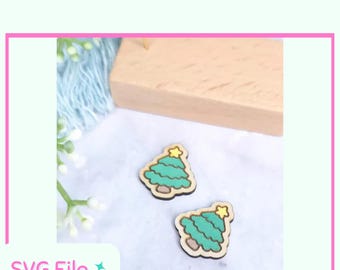 Pendientes de árbol de Navidad SVG, archivo cortado con láser para joyería navideña, descarga digital DIY para pendientes