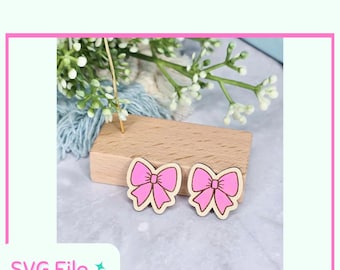 Bow Earrings SVG File, Cute Bow Laser Cut Earring Template, Digital Download for DIY Jewelry, Bow-Shaped Earrings for Laser Cutting