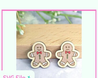 Gingerbread Man Earring Digital Laser Cut File, Christmas Earrings SVG DXF, Holiday Jewelry Design for Laser Cutting