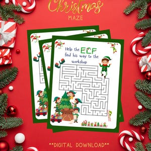 Weihnachtslabyrinth | Elfe Labyrinth | Arbeitsblatt für Weihnachtsaktivitäten | Weihnachten Klassenzimmer Arbeitsblatt | Lustiges Weihnachtsspiel | Druckbar | Digitaler Download
