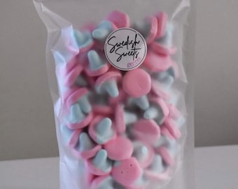 Dulces suecos de setas - Caramelos rosas y azules