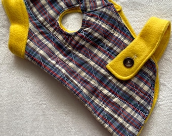 Double faces yellow/plaid fleece dog costume