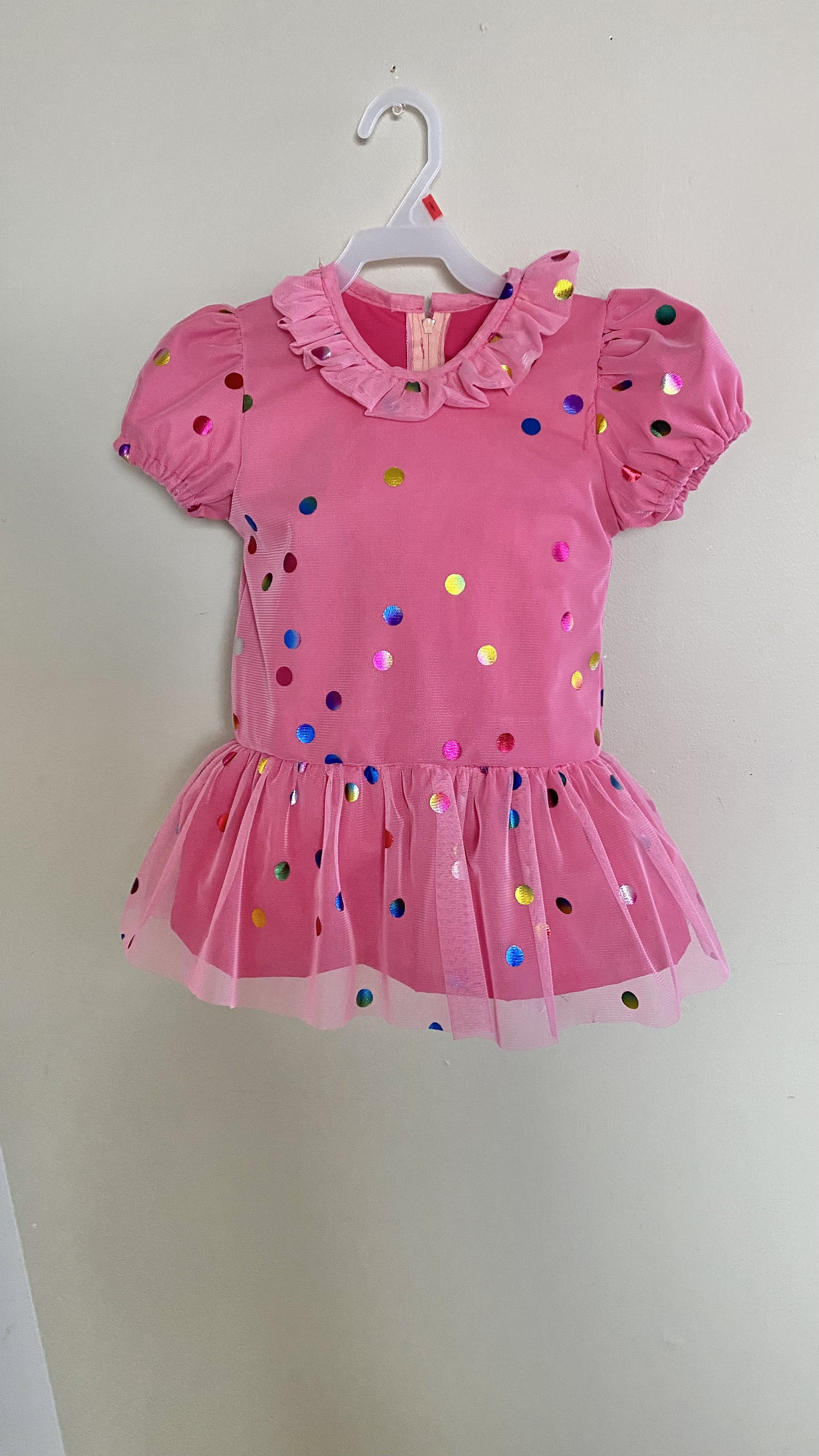 Sally Brown Inspired Dress, Pink Tulle Polka Dot Costume (Size 2/3)
