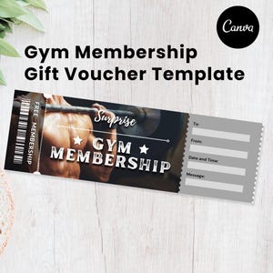 Cadeaubon sportschoollidmaatschap - INSTANT DOWNLOAD - BEWERKBARE tekst - Gym Pass, cadeaubon, sjabloon sportschoolcoupon