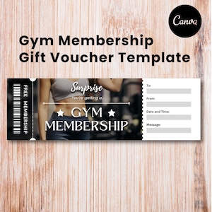 Cadeaubon sportschoollidmaatschap - INSTANT DOWNLOAD - BEWERKBARE tekst - Gym Pass, cadeaubon, sjabloon sportschoolcoupon