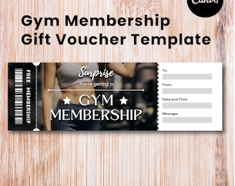 Editable Gym Membership Gift Voucher – Printable Template (Digital Download)