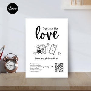 Capture the Love Photo Scavenger Hunt, Editable Wedding Game Card, Printable Checklist, Custom Canva Template with QR Code