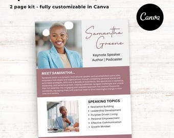 Speaker Media Kit Template, Canva Design (Digital Download)